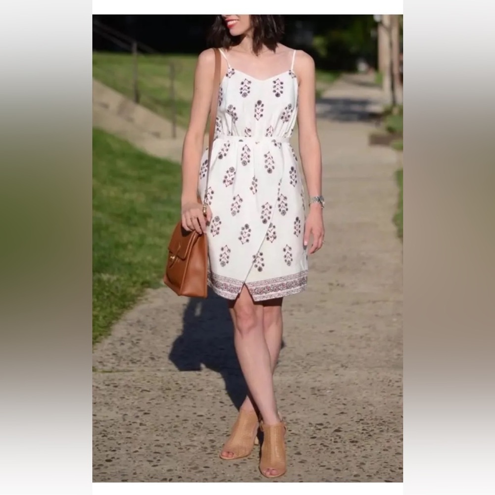 Madewell Silk Sandstar Dress Vinefloral Indian Bright Ivory Sz 0 F2130 $150
